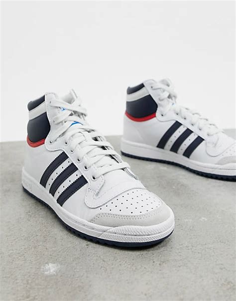 adidas Originals – Top Ten – Hohe Sneaker in Weiß, Marine